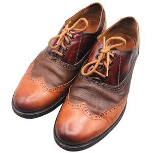 John Fluevog Wingtip Derby Men Brown Orange Angelic SZ 10